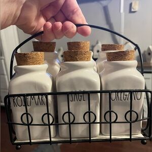 White Ceramic Spice Jars with Cork Lids Rae Dunn ❤️